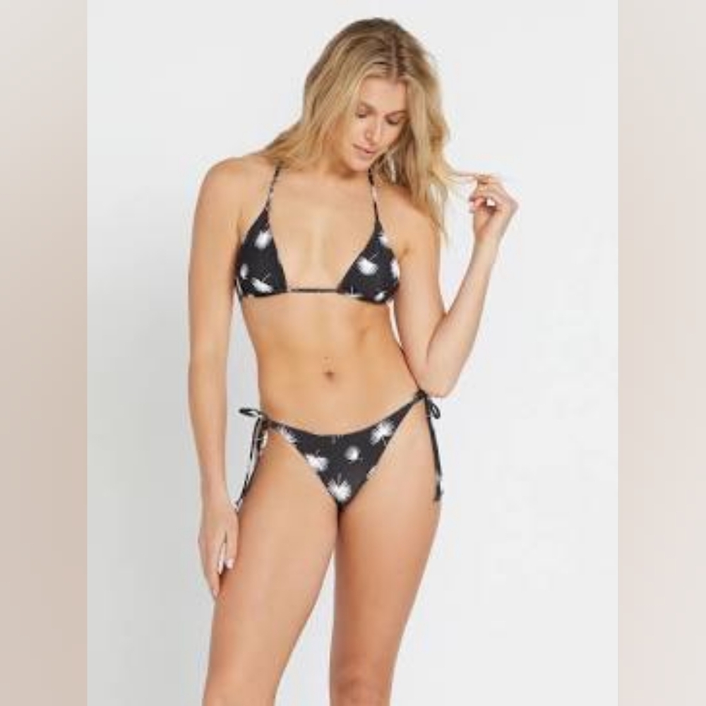 NWT Volcom VOLCOM Just Fans Tie Side Bikini‎ Bottom - Vintage Black Size XL
